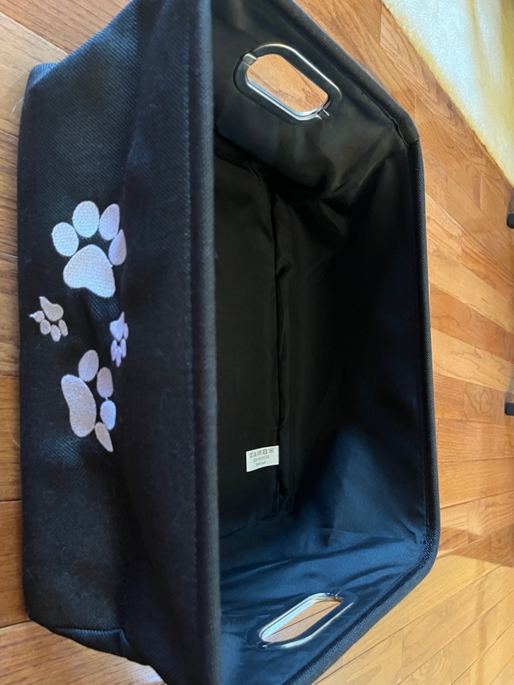 Fabric “Paws” Black & White Bin - Like New!